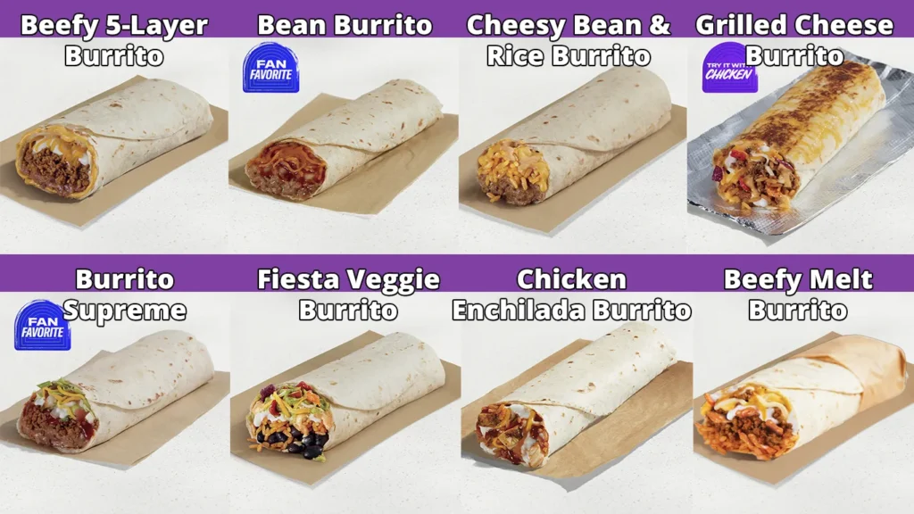 Taco Bell Burritos Menu